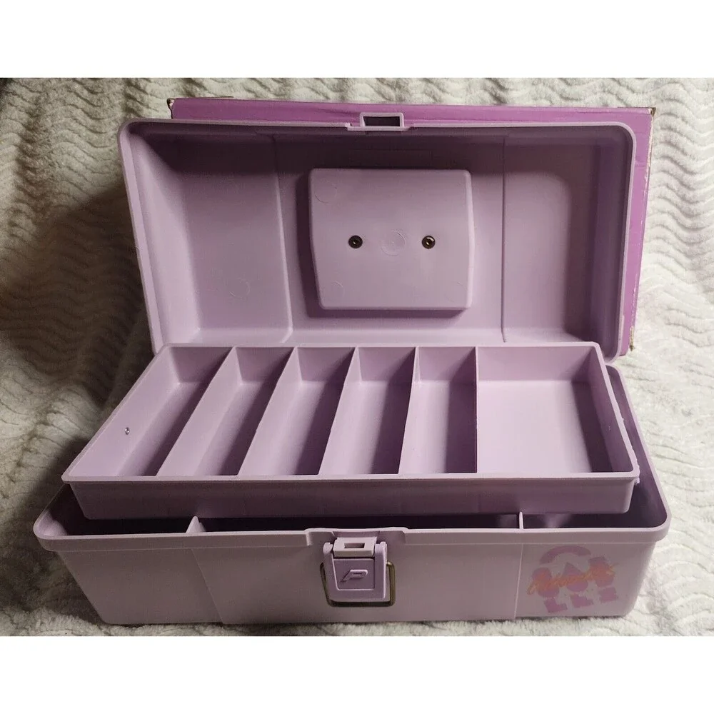 RareNIB Vintage 80s CABOODLES MakeUpCosmeticStorage PURPLE w/Tray &Orig BOX Vhtf